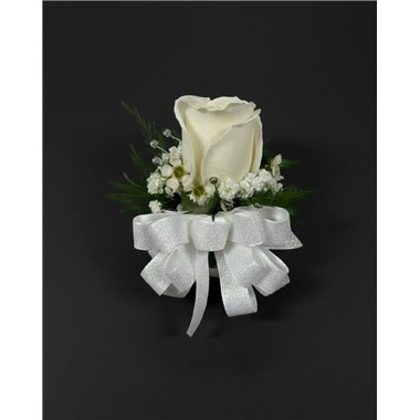 Prom & Homecoming Deluxe Diamond White Rose Iridescent Wrist Corsage