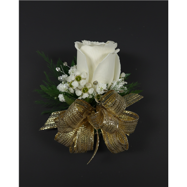 Prom & Homecoming Deluxe Diamond White Rose Gold Wrist Corsage